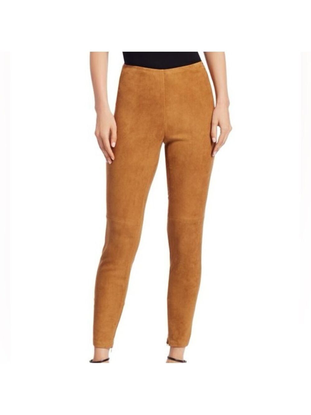 &Basics Womens Faux Suede Straight Leg Pants In Camel